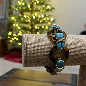 J. Crew Tortoiseshell and Turquoise Bracelet